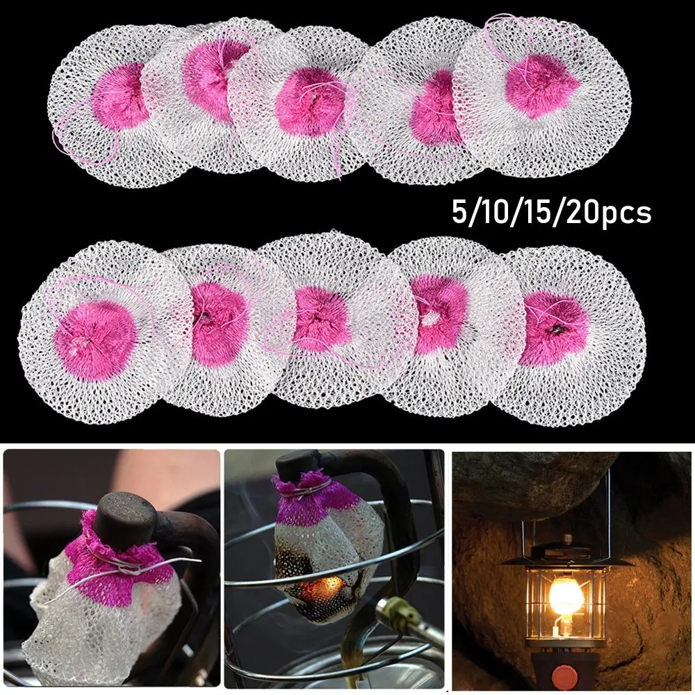 5/10/15/20Pcs Durable Gauze Mesh Camping Gas Lantern Mantles Spare Parts Non-Polluting Light Lamp Cover Mantle Safe Outdoor Tool