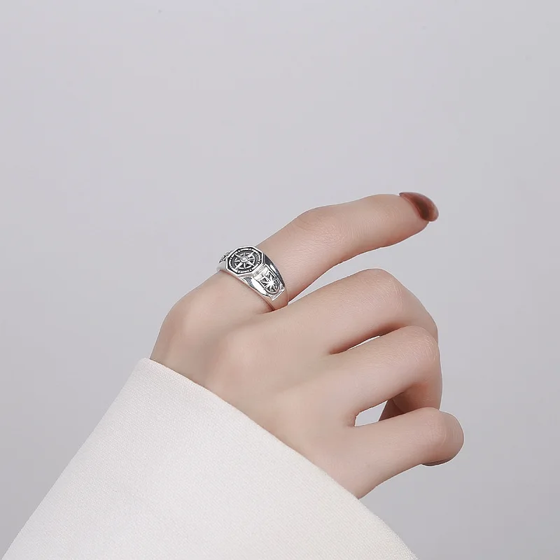 Neptune Starlight Ring Women\'s Cyberpunk Men\'s and Women\'s Fashion Retro Design Feeling Hegemonic Living Food Ring