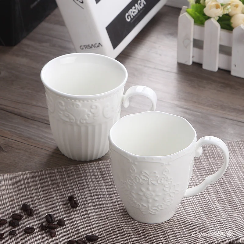 300ml, White Embossed Porcelain Cute Snow Mugs, Copo Cafe Nespresso Cup, Ceramic Funny Mugs Christmas Gift, Taza Para Cafe Cup