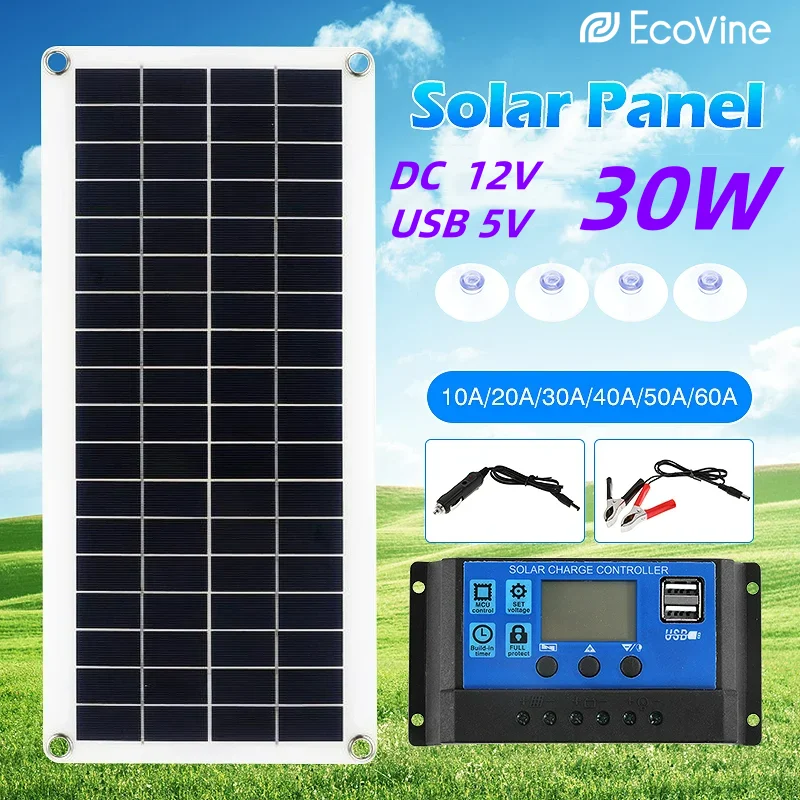 

Solar Panel 12V DC 5V USB Type-C Charge Portable Flexible Kit Lightweigh System For Phones Car Camping Hiking Power Banks IP65