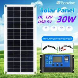 Panel słoneczny 12V DC 5V USB Type-C Charge Przenośny elastyczny zestaw Lekki system do telefonów Samochodowe banki mocy kempingowe IP65