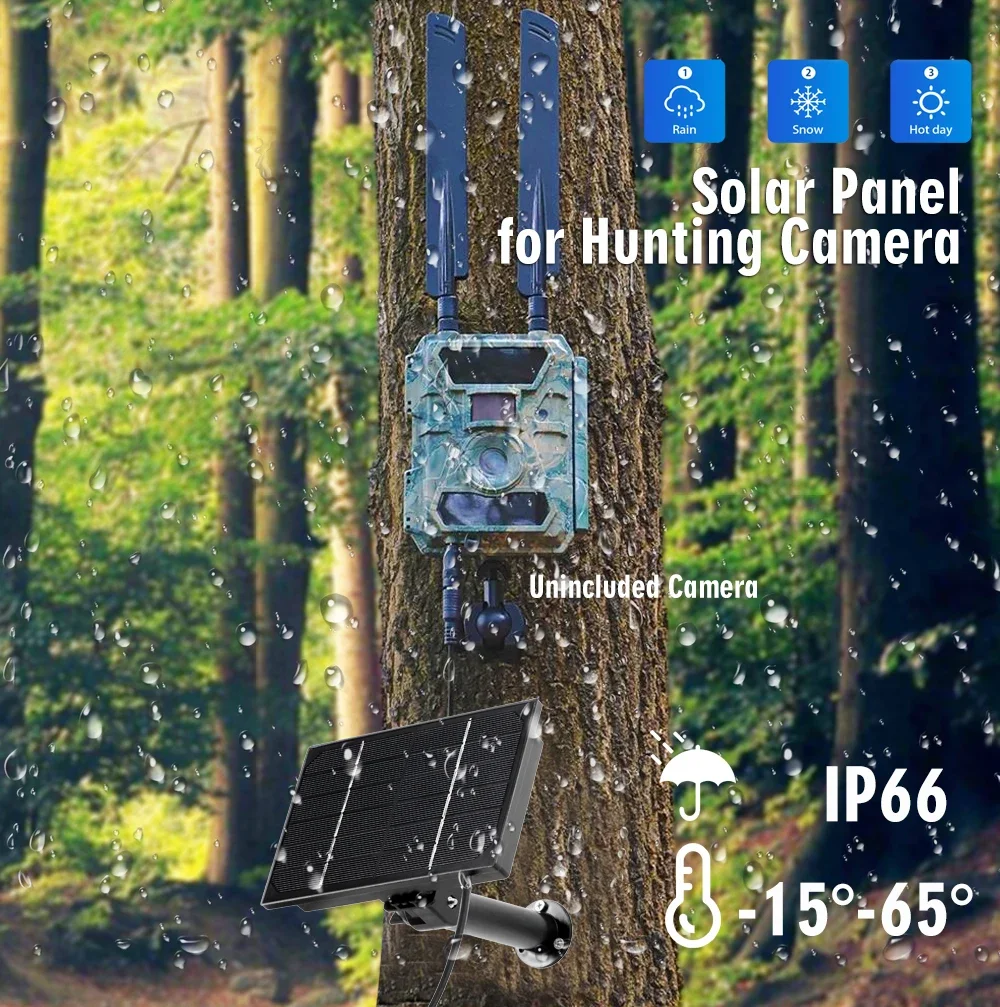4W  Solar Panel Waterproof Micro USB/TypeC Output 5V 6V 9V 12V Solar Cells Charge Install 18650 Battery Outdoor Security Camera