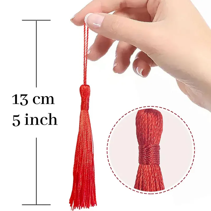 100Pcs 13cm/5Inch Silky Tassels Handmade Soft Craft Mini Tassels with Loops Tassel Fringe Spike For Bookmarks DIY Jewelry Making