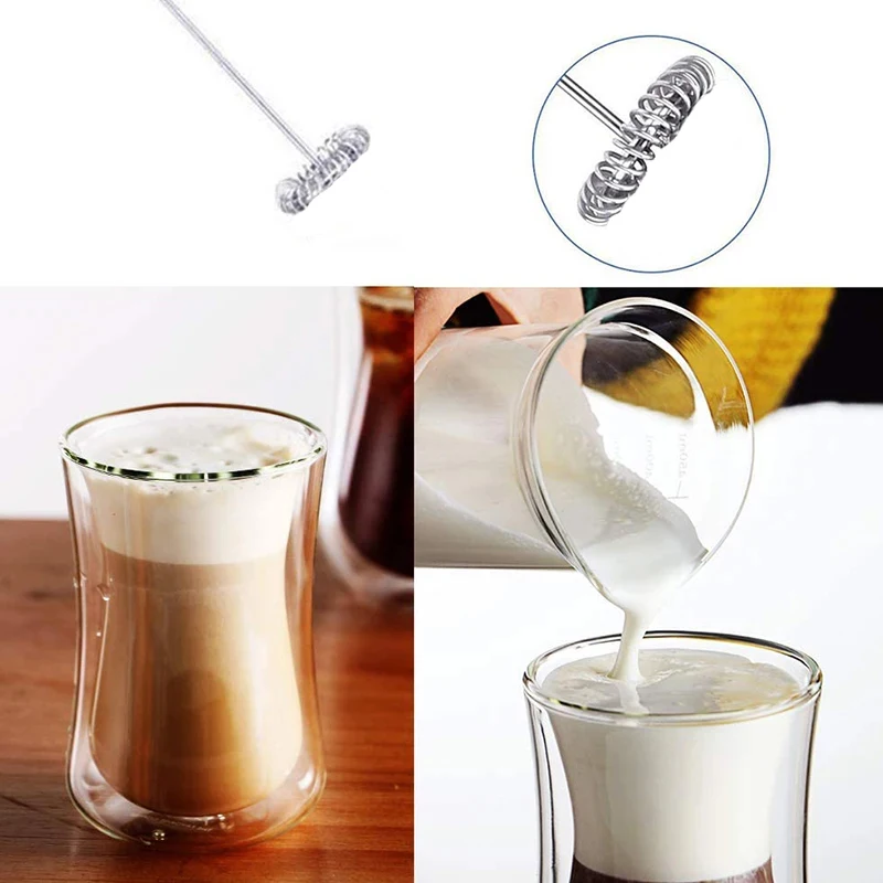 Espumador de leche eléctrico portátil, máquina de espuma de café, batidor de leche, batería, espumador de leche con jarra, taza, herramienta de cocina