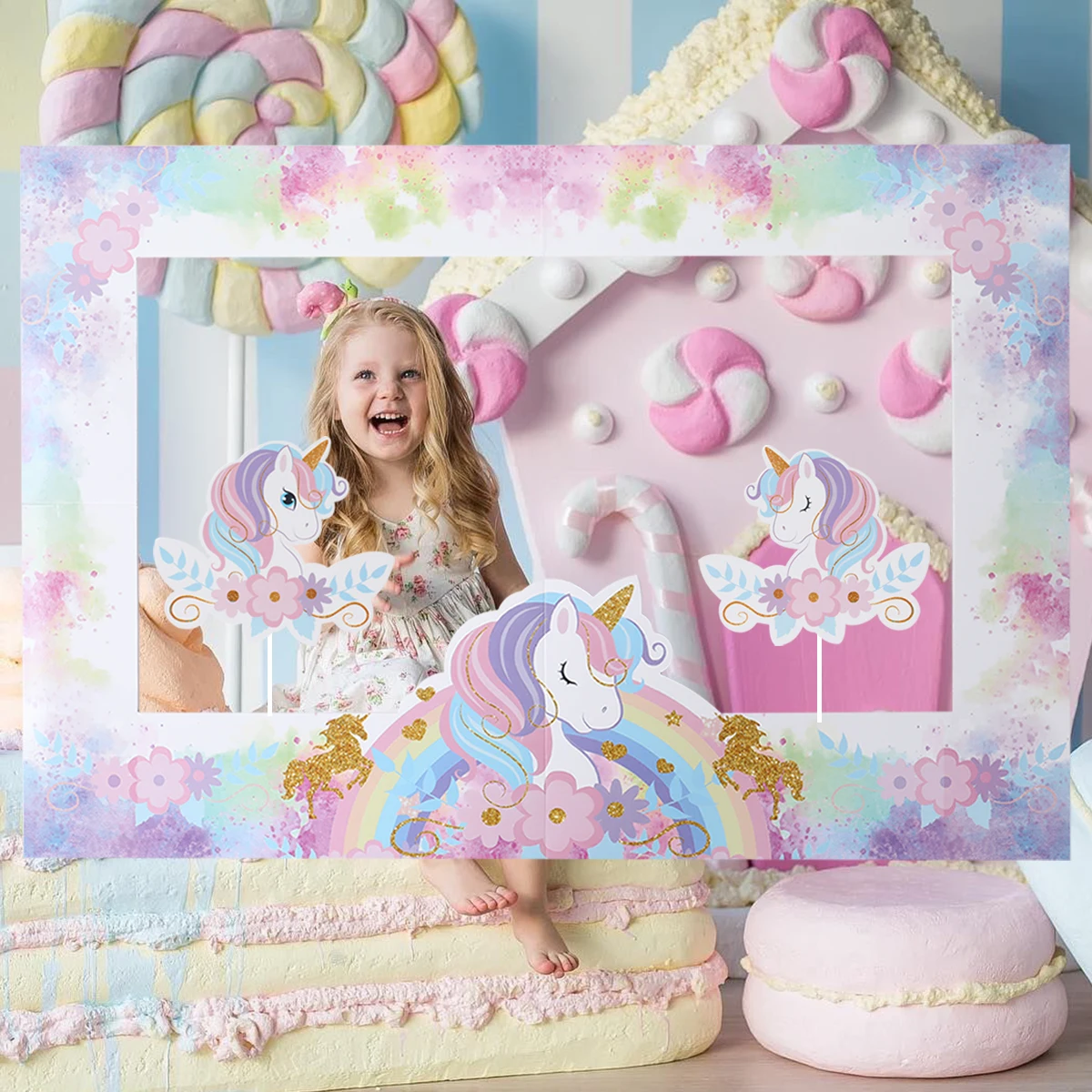 Stoviglie usa e getta con unicorno arcobaleno Decorazioni per feste di buon primo compleanno Bomboniere per bambini Regali Unicorno Baby Shower Forniture per ragazze