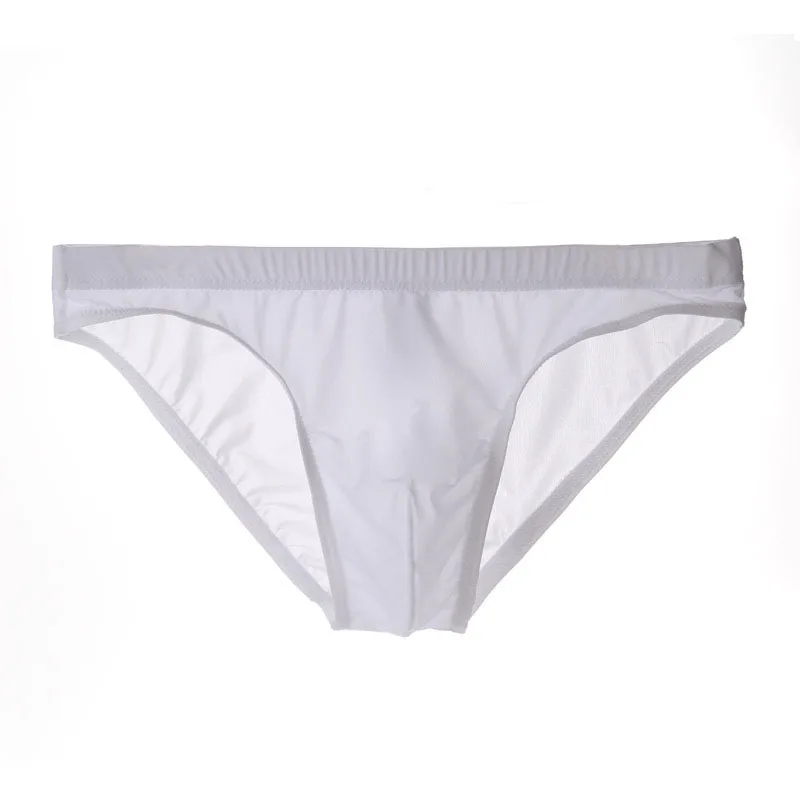 

Men's Sexy Ice Silk Transparent Low Rise Underwear Briefs Breathable Underpants Seamless Solid Soft Elastic Male Briefs Panties