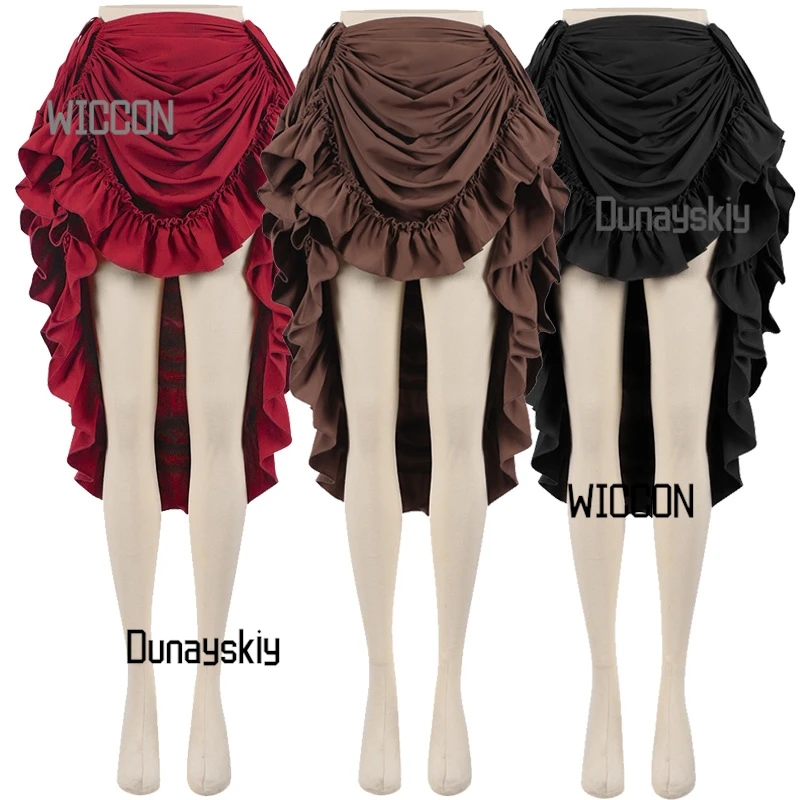 2025 코르셋 해적 스커트 - 할로윈 및 크리스마스를위한 분리형 검 벨트 잭 스패로우 코스프레가있는 바로크 레이스 업 미니 스커트