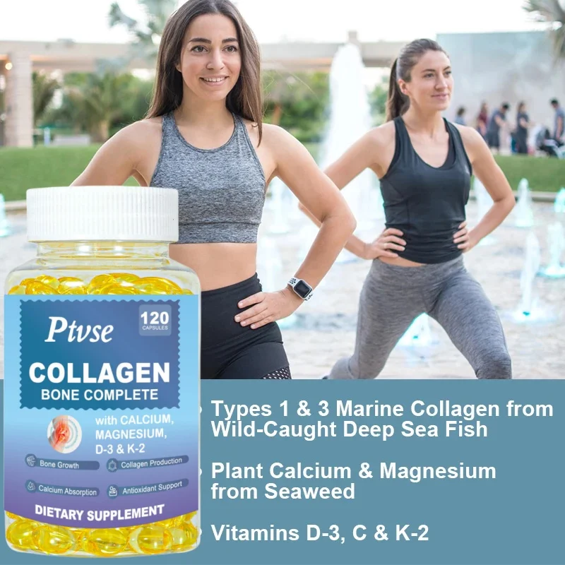 Ptvse Collagen Bone Complete Capsule with Plant Calcium & Magnesium Support Bone Growth Collagen Production & Calcium Absorption