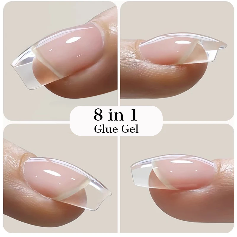 BORN PRETTY 10ml 8-in-1 Nail Glue Gel Transparent Function Gel Soak Off UV LED Semi Permanent Nail Gel Varnish for Nails Tools