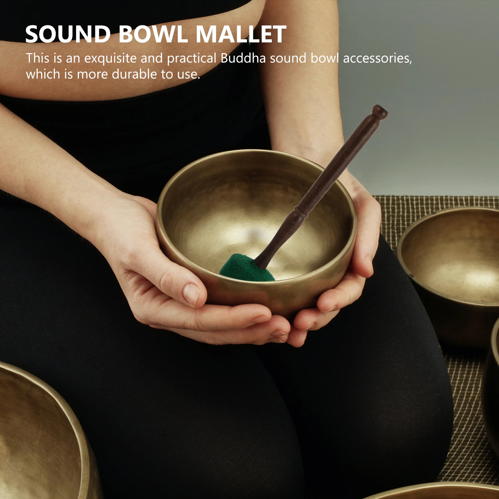 

Exquisite Buddhist Sound Bowl Mallet Wood Craft Durable Portable Sound Bowl Stick Accessory for Healing Meditation