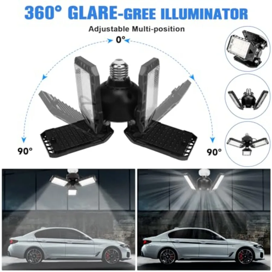 LED Garage Lights Bulb -80W, 000LM 6500K Led Shop Light with Deformable, Basement Barn Light Garage Ceiling Lights, E26/E27 for view 3