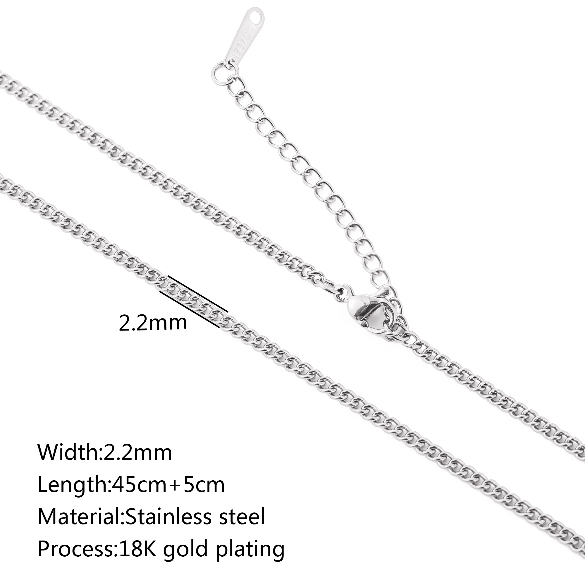 5pc 18K goudkleur PVD verguld roestvrij staal Cuba Cross O Ripple Twisted Chain ketting verstelbare ketting DIY ketting groothandel