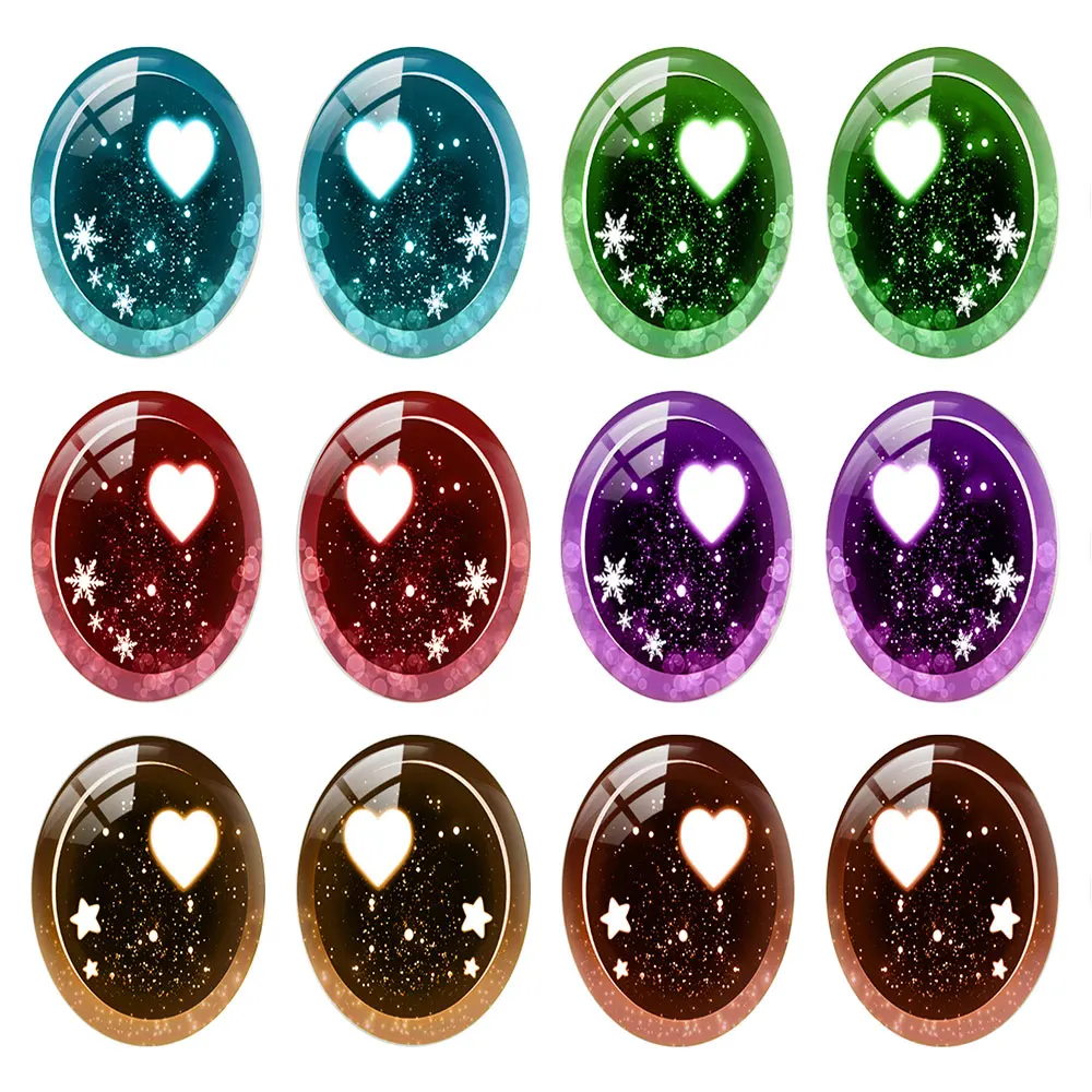 Random Mixed Oval Heart Curved Ragdoll Toy Eyebal Doll Eyes Photo Glass Cabochon Flatback Demo Cameo For Diy Jewelry Making