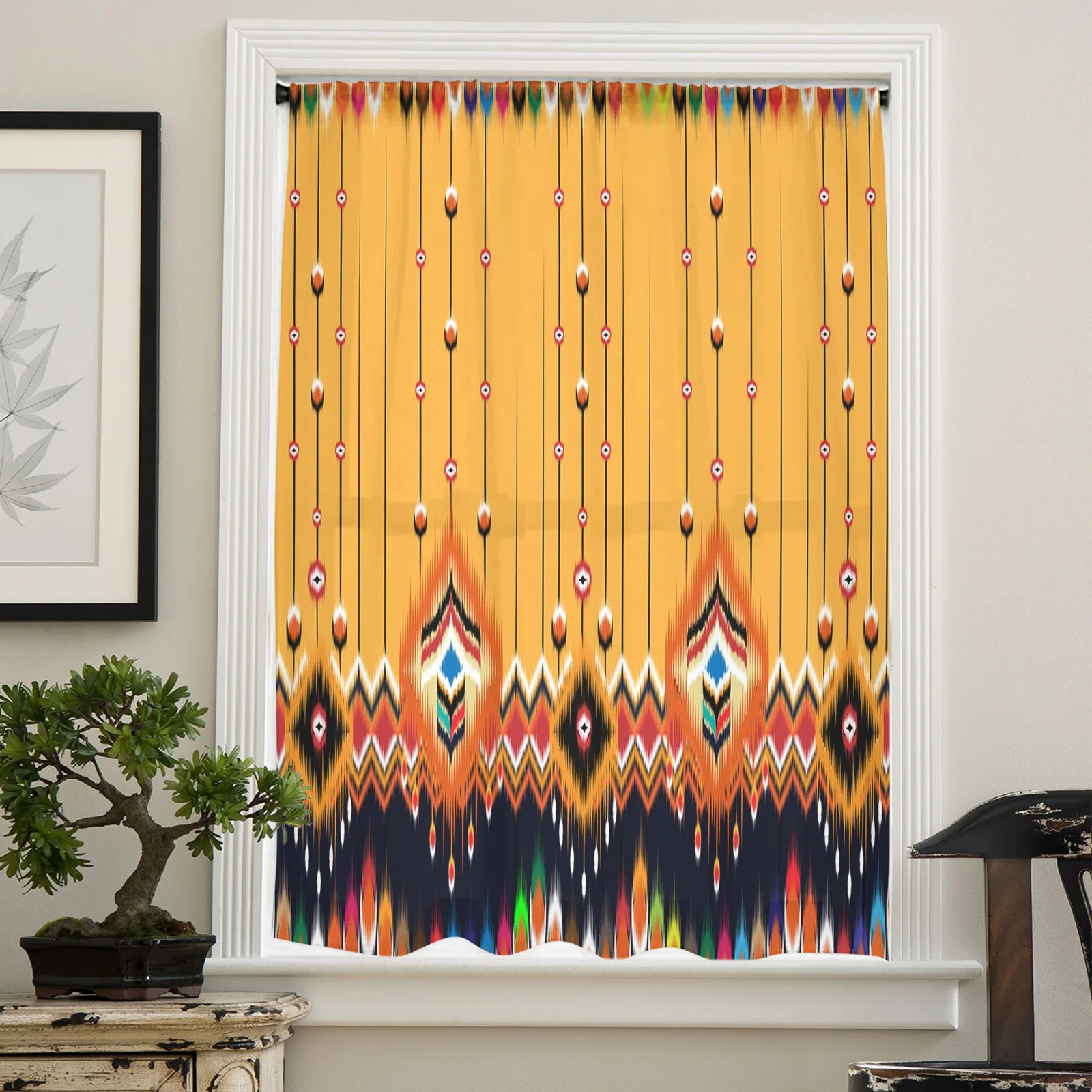 Aztec Style Textures Voile Curtains for Bedroom Tulle Window Curtain for Living Room Sheer Curtains Blinds Drapes