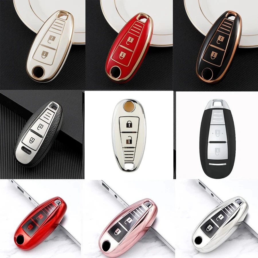 For Suzuki Baleno Ertiga Ciaz Ignis Kizashi Swift SX4 S-cross Vitars TPU Leather Car Smart Key Cover Case Bag Protector Acc