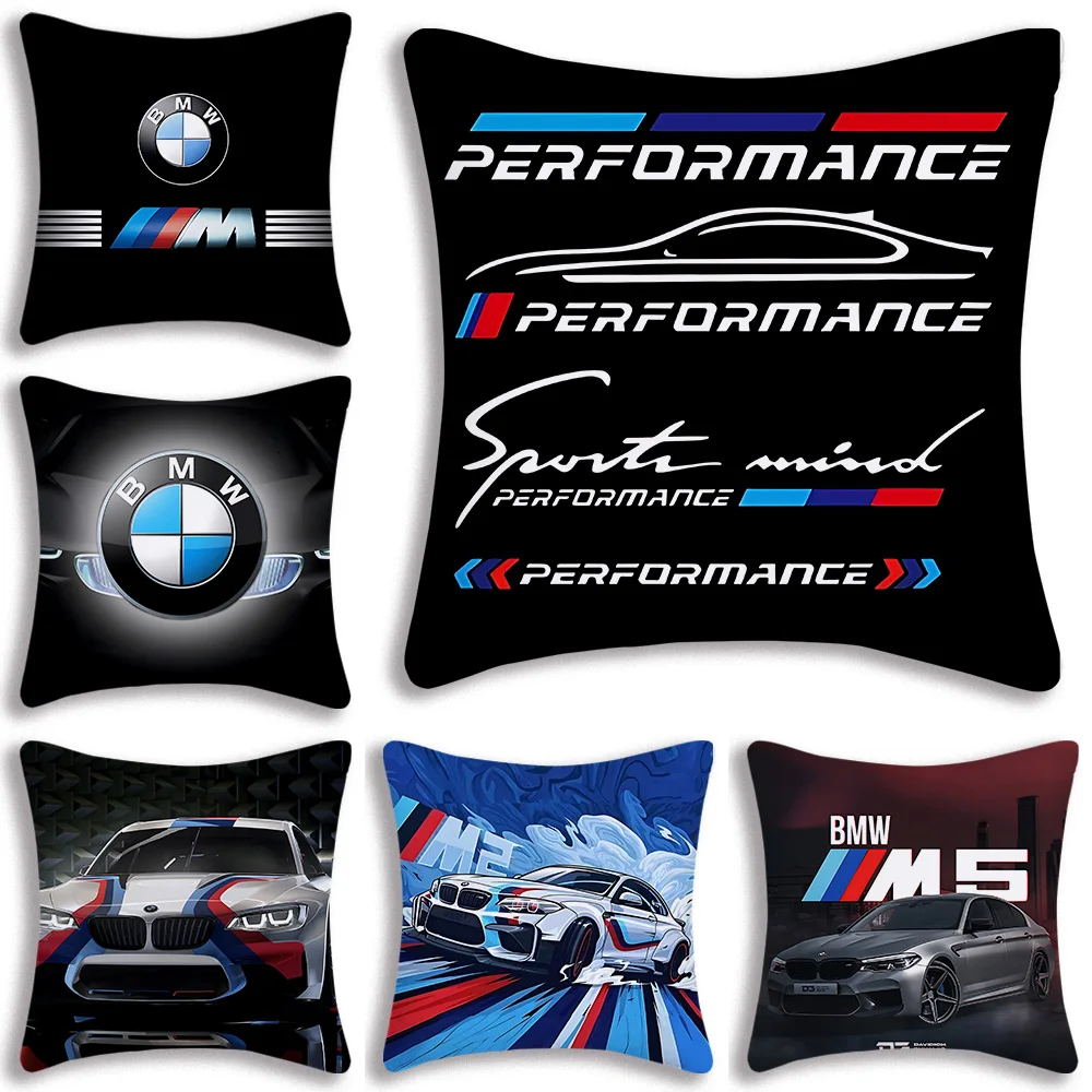 Pillow Covers Cartoon Sofa Sports car logo B-B-BMWS- Decorative Home Double-sided Printing Short Plush Cute Cushion Cover