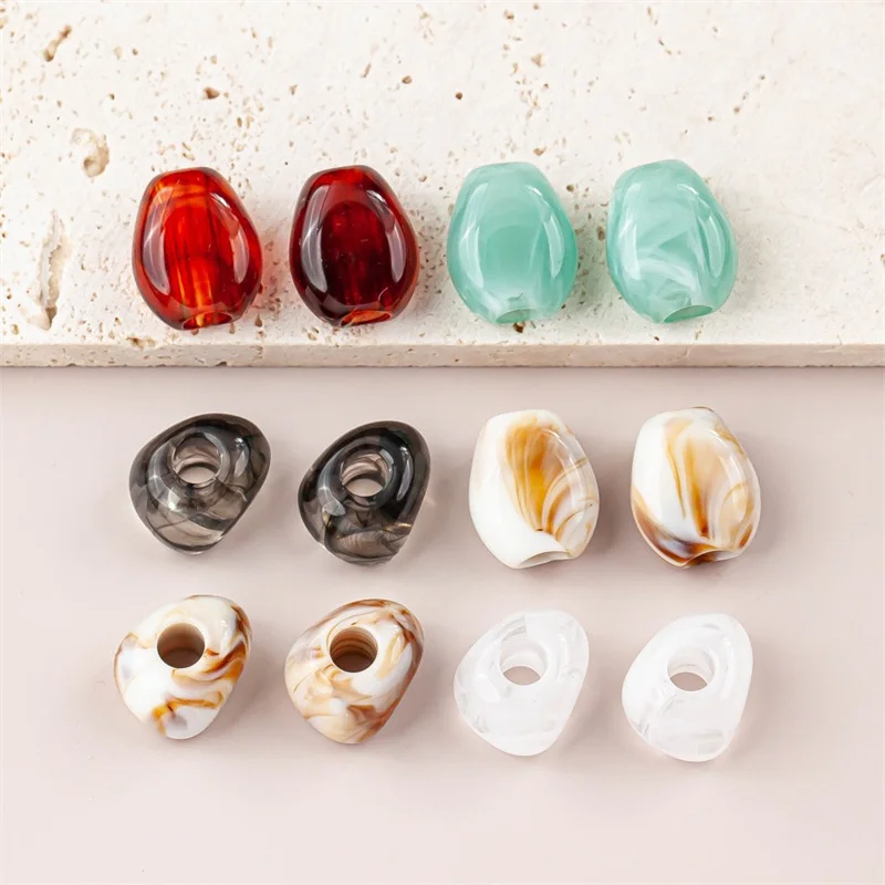 

Wholesale 100pcs/lot color print geometry irregular shape resin straight hole beads diy jewelry garment accessory