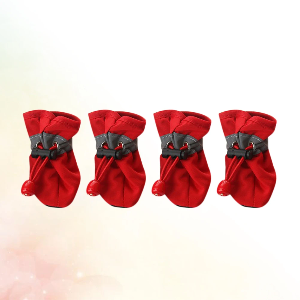 

4pcs Dog Shoes Pet Rain Feet Protectors for Medium Dogs Red Outdoor AntiSlip Sole Comfortable Dry Clean Warm Dog Boots for Dogs