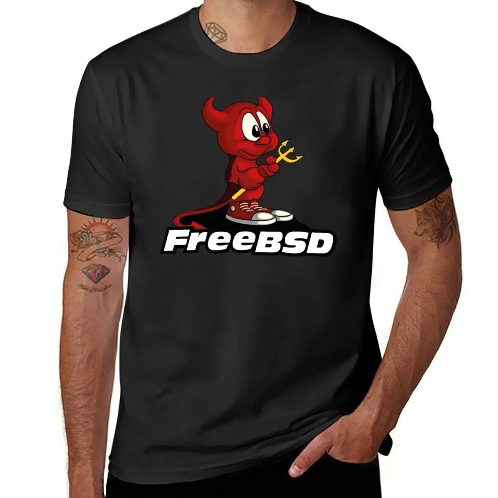 

Beastie (FreeBSD) + Text T-Shirt heavyweights customs design your own anime tshirt mens funny t shirts