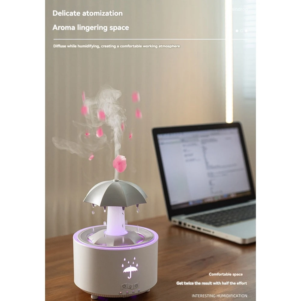 A01M Raindrop Humidifier สําหรับห้องนอนห้องขนาดใหญ่ Air Humidifiers & Aromatherapy Diffuser Quiet Humidifier พร้อม Light US Plug