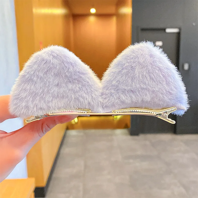 2 Teile/satz Mädchen Nette Feste Katze Ohr Flusen Haar Clips Koreanische Cartoon Tier Ohren Haarnadeln Barrettes Kinder Kopfbedeckungen Haar Zubehör – Detail 6