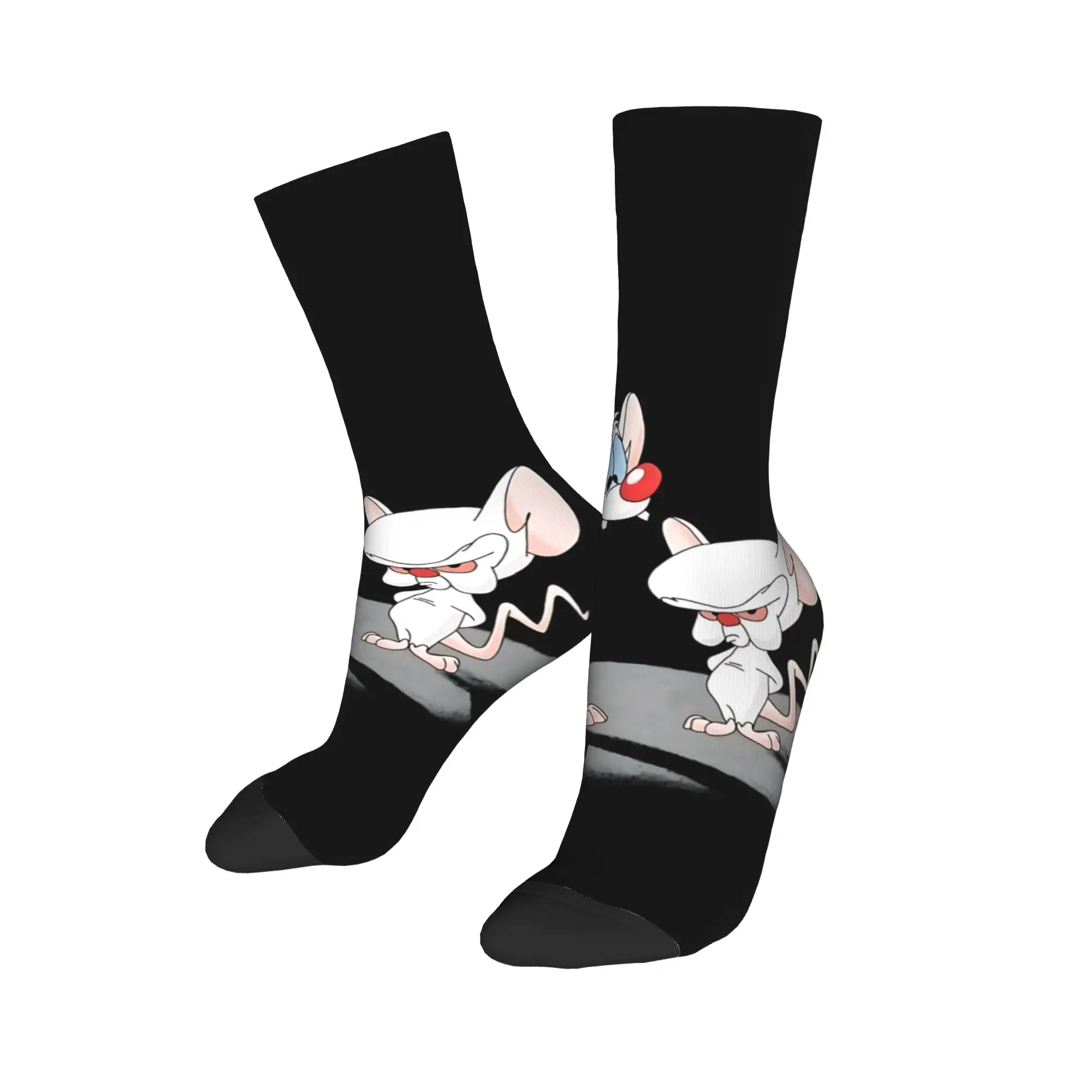 1 Pair Funny Crazy Sock for Men Moon Dark Background Hip Hop Harajuku Pinky And The Brain Happy Seamless Pattern Printed Sock