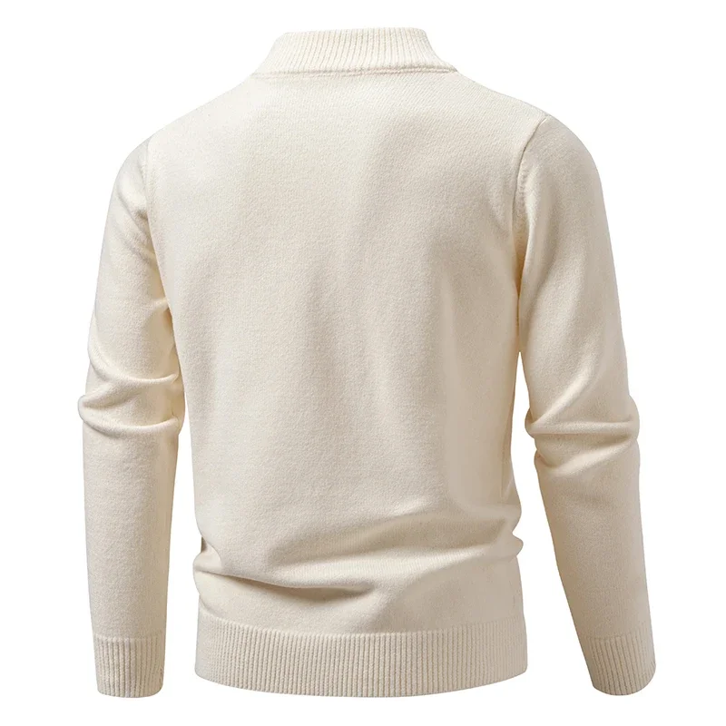 Autumn Winter Men's Loose Knitting Sweater Fashion Half Zipper Long Sleeve Pullovers Men Stand Collar Warm Pullover Knit Sweater