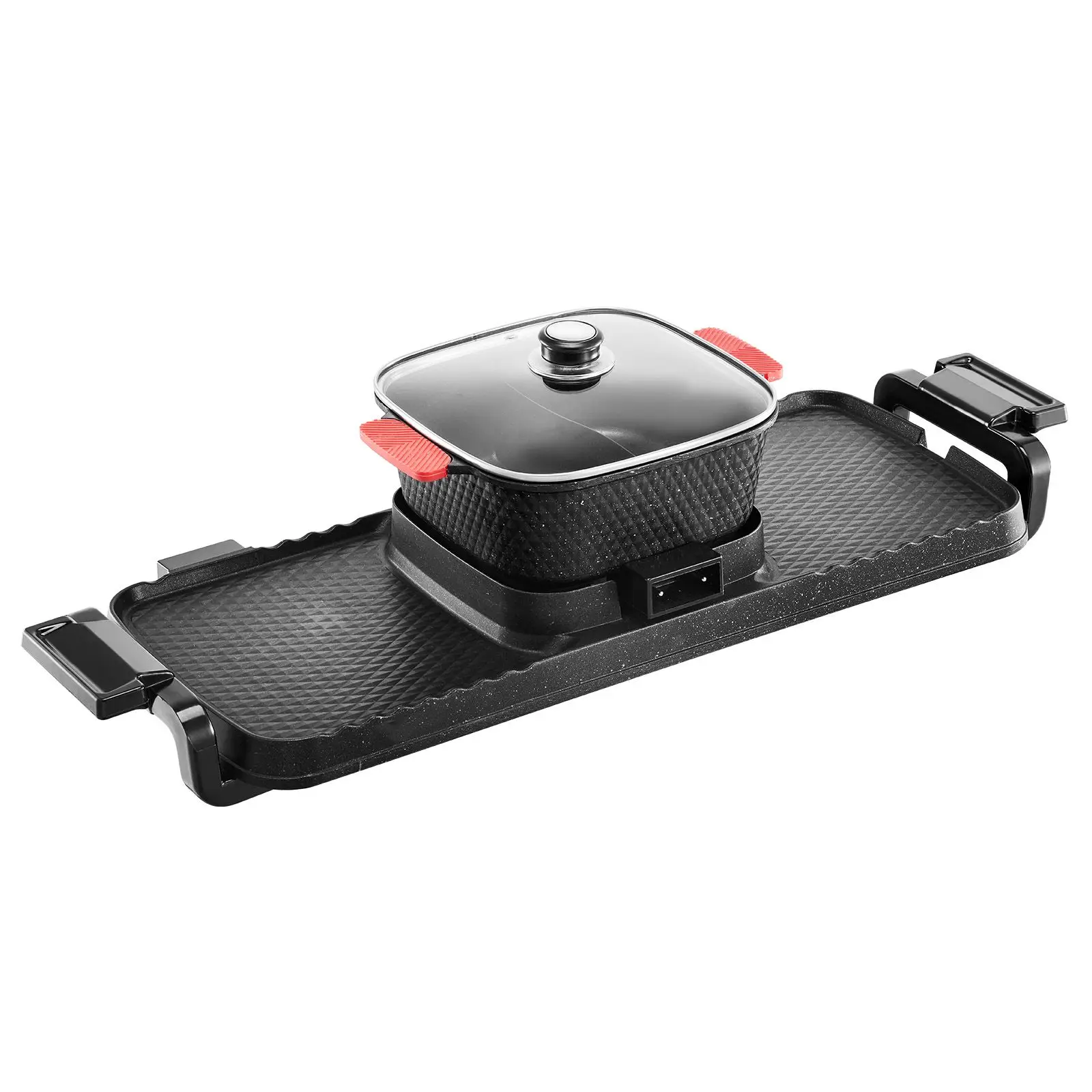 Hot Pot with Grill, 2300W 2-in-1 Electric Smokeless Grill and Hot Pot, Removable Shabu-shabu Hotpot with Non-stick Pan, Separate