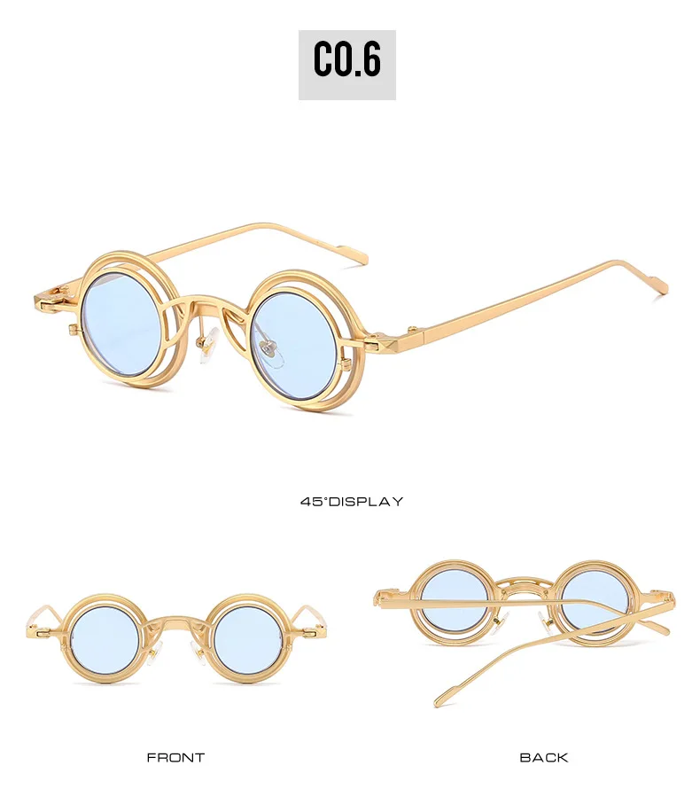 Neue Runde Sonnenbrille Unisex Frauen Männer Steampunk Brille Persönlichkeit Hip-hop Mode Sonnenschutz UV400 Kleine Brillen – Detail 12