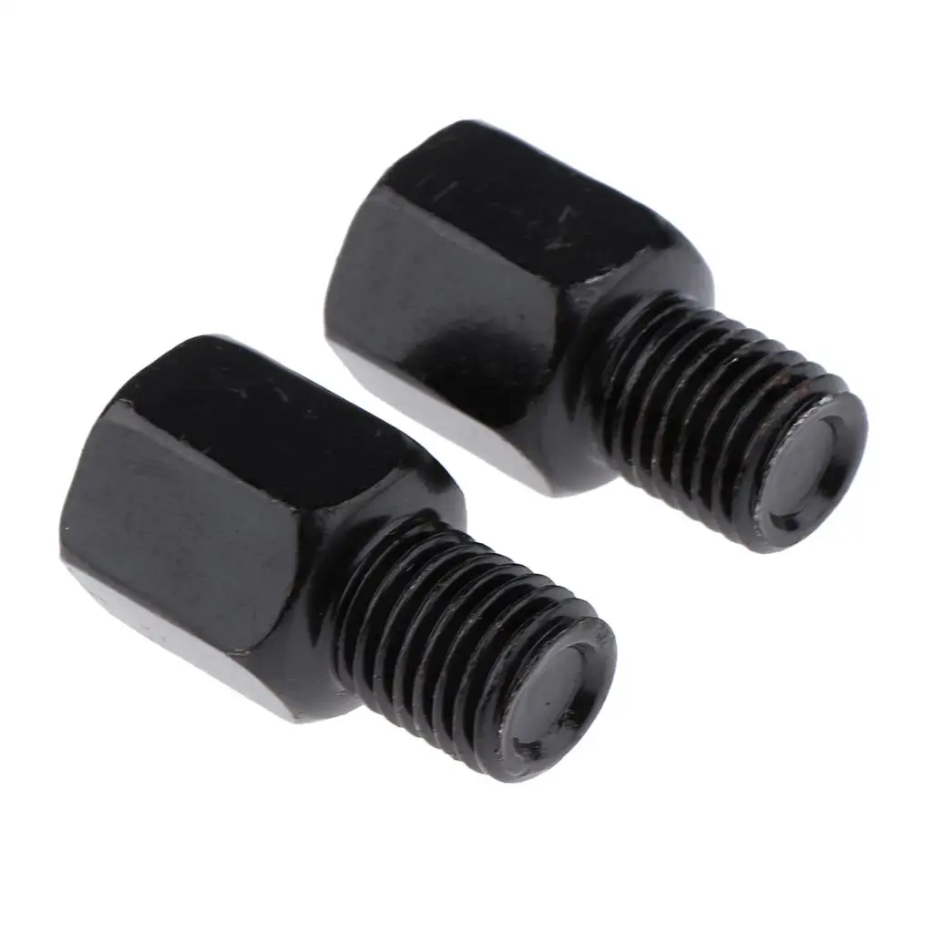 2 Pieces Scooter Motorcycle Rearview Side Mirror RH 8mm - RH 10mm Adapter Positive Reverse Thread Screw Black