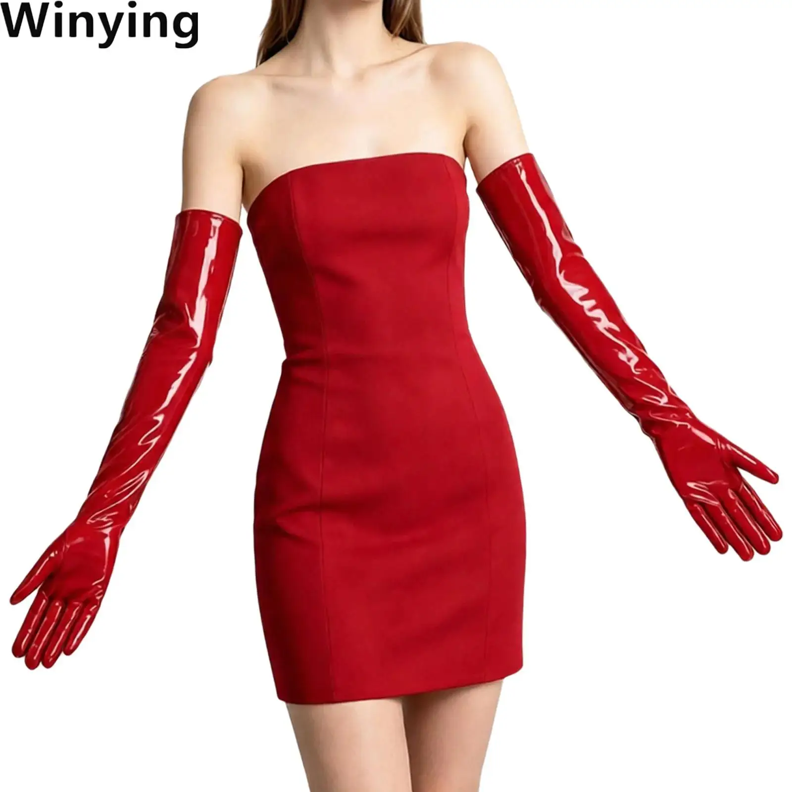 Women Faux Leather Gloves Full Finger Zippered Gloves Costume Accessories for Evening Party Halloween Cosplay