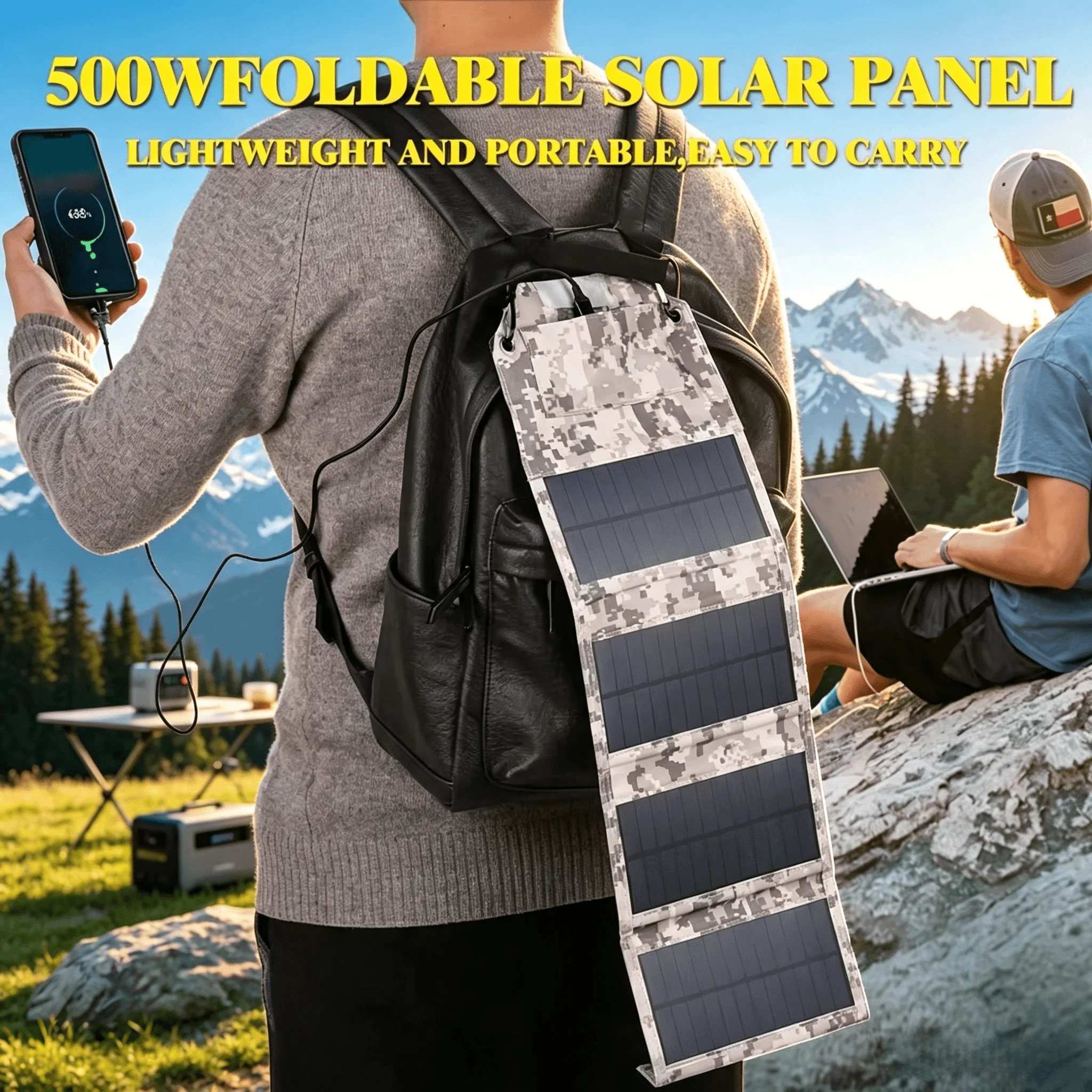 Zd Outdoor Camping - เครื่องชาร์จพลังงานแสงอาทิตย์แบบพับได้ 500W-800W พร้อมสายชาร์จ USB 5V แผงพกพาขนาดกะทัดรัดสำหรับการตั้งแคมป์