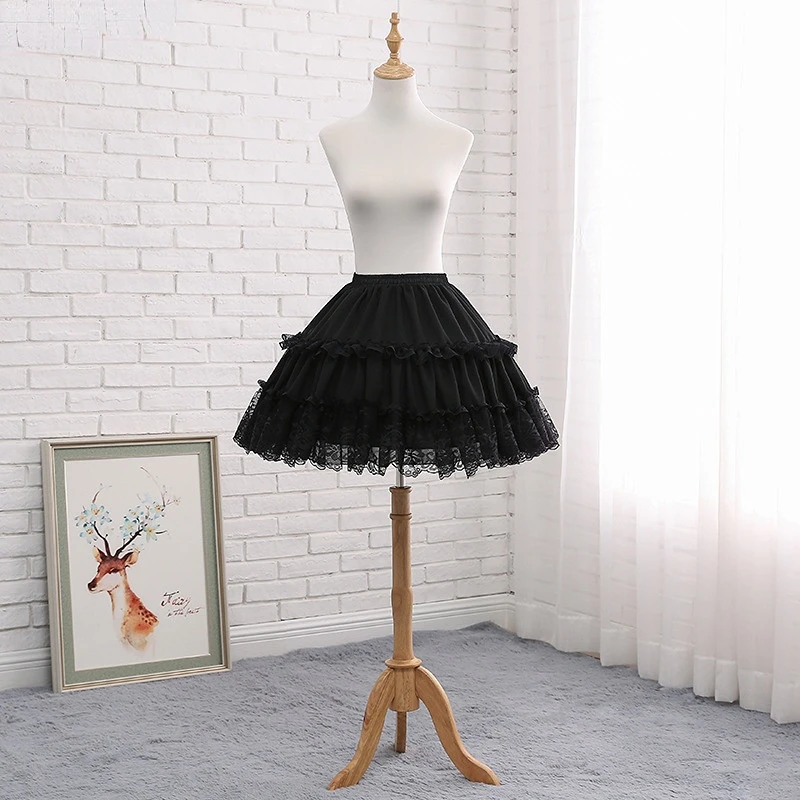 Wholesale Ball Gown Underskirt Short Dress Cosplay Petticoat Chiffon Lace Tow Bones Lolita Petticoat Ballet Rockabilly Crinoline