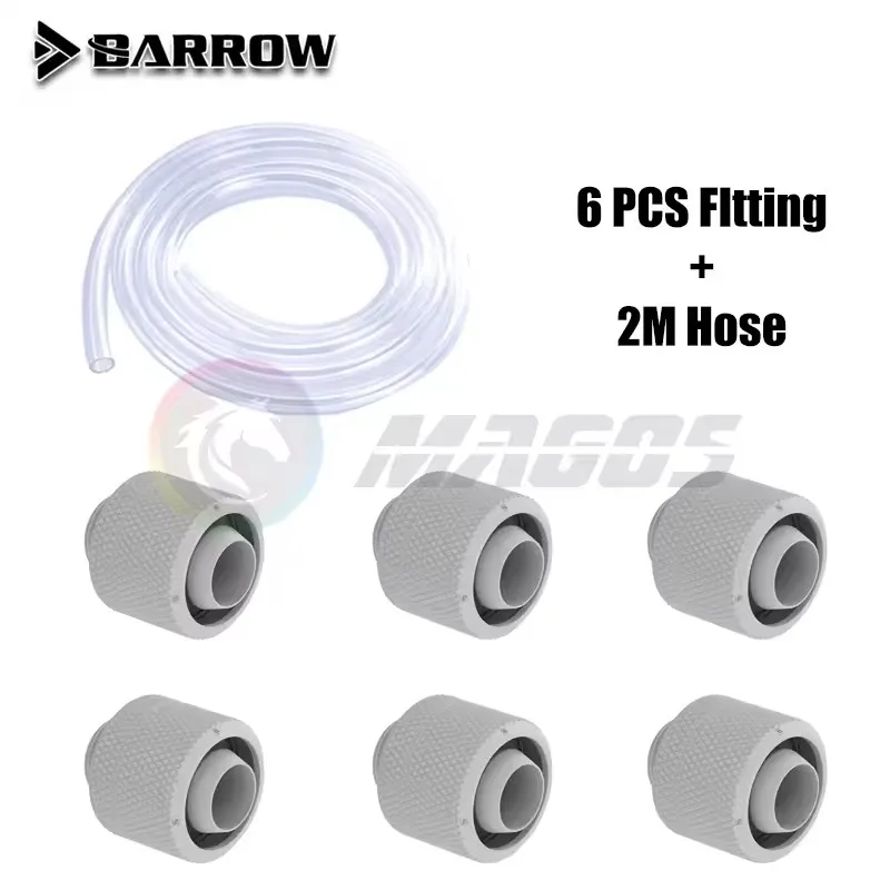 Barrow Soft Tube Fittings Kit 3/8''Thick 9.5*15.9mm/9.5*12.7mm For PC Water Cooling System,Black Silver White Gold