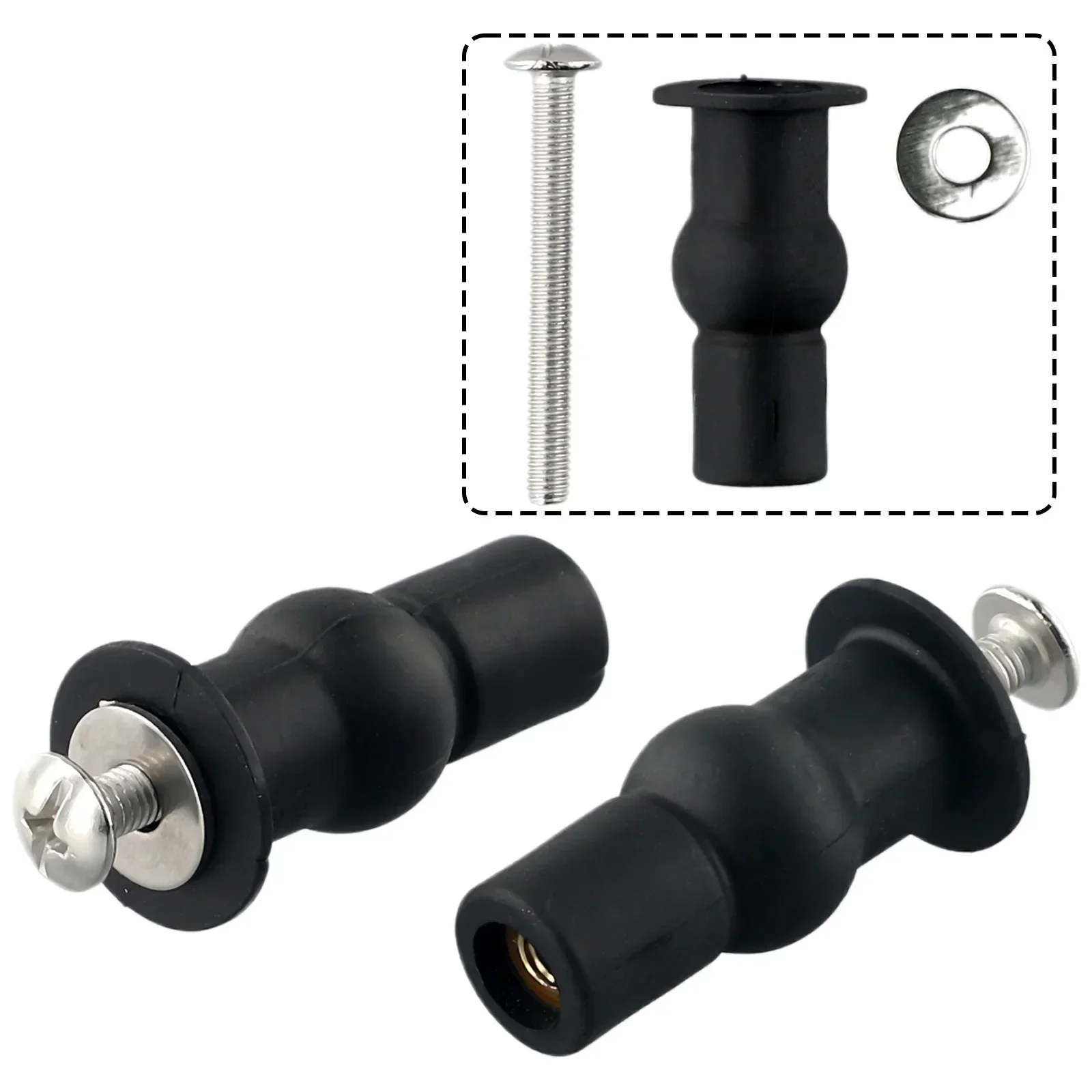 2Pcs Toilet Seat  Rubber Bungs Screws Hinges Expanding Rubber Top Nuts Fixings WC Blind Hole For Toilet Seat  Repairing Tool