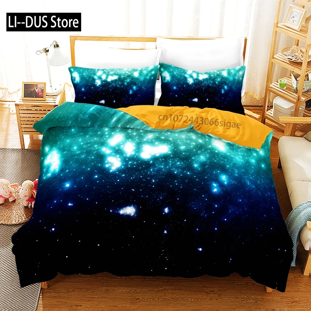 

Space Galaxy Aurora Sunset Glow Bedding Set Single Twin Full Queen King Size Sky Stars Tree Bed Set Aldult Kid Duvetcover 3pcs