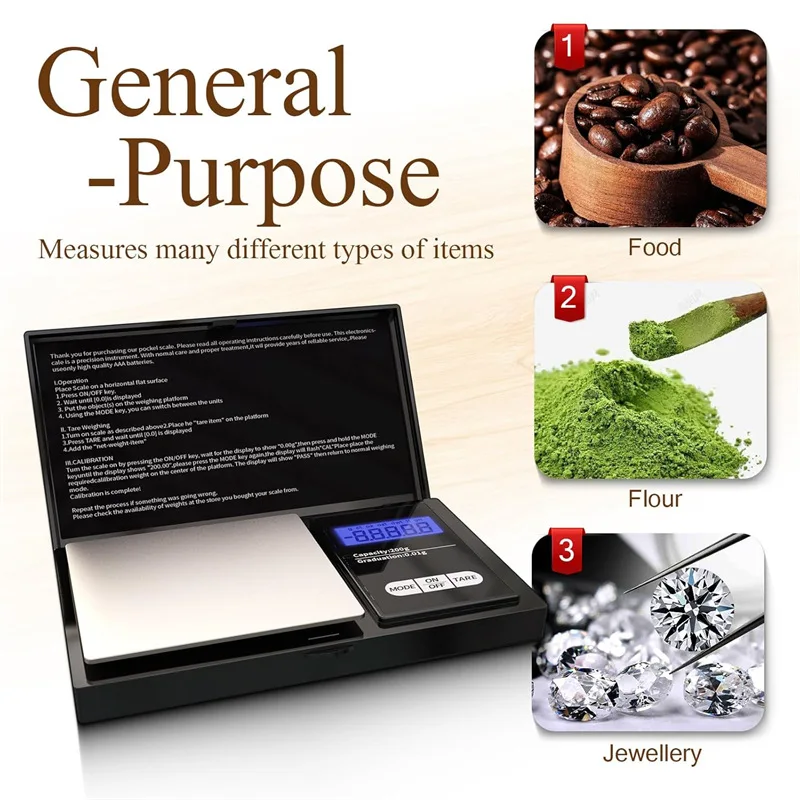0.01g Jewelry Mini Stainless Steel Electronic Scale Digital Pocket Scale Gold Gram Balance Weight Scale Portable Pocket Scale