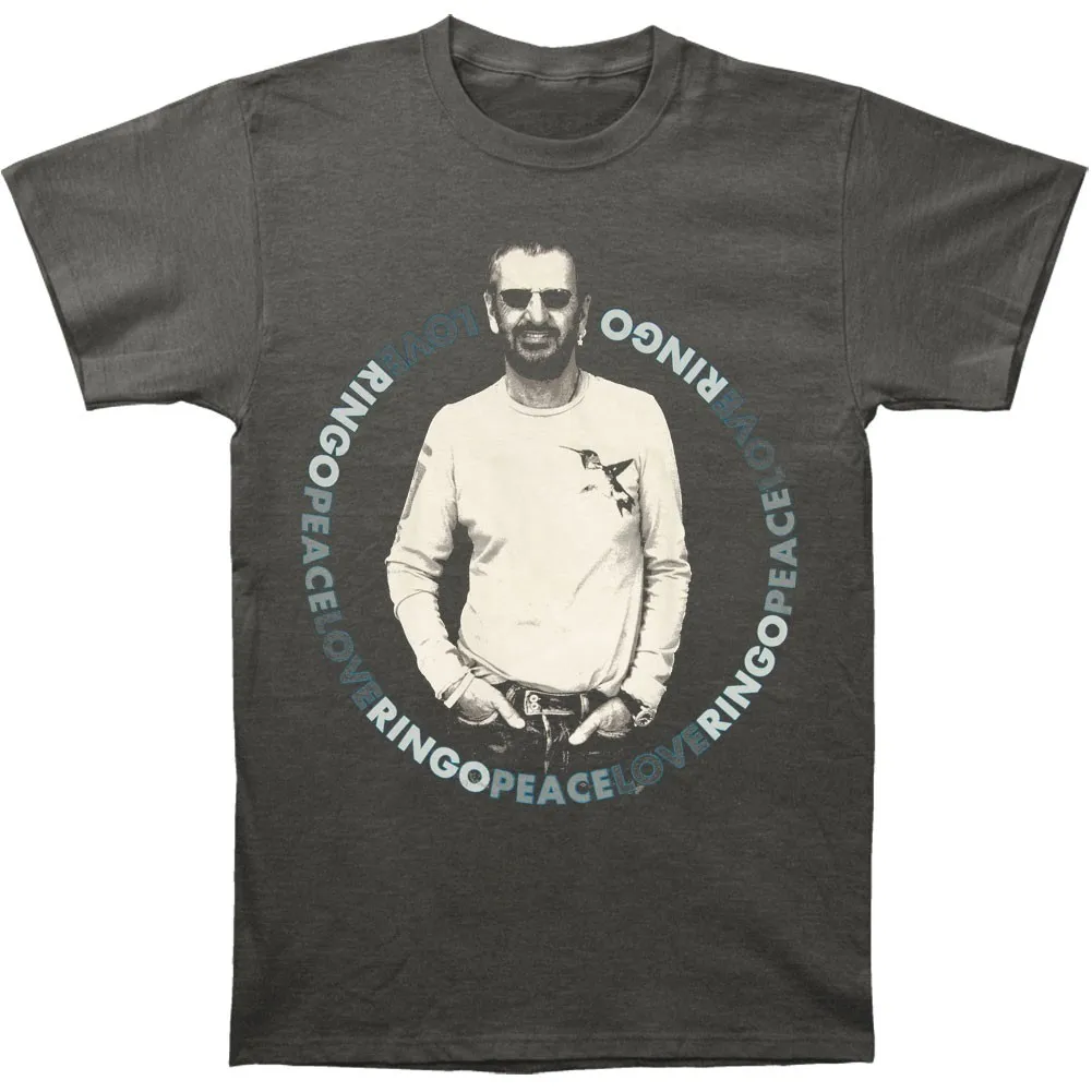 Camiseta masculina Ringo Starr Ringo Starr Peace Love Circle Tour, tamanho médio, preta