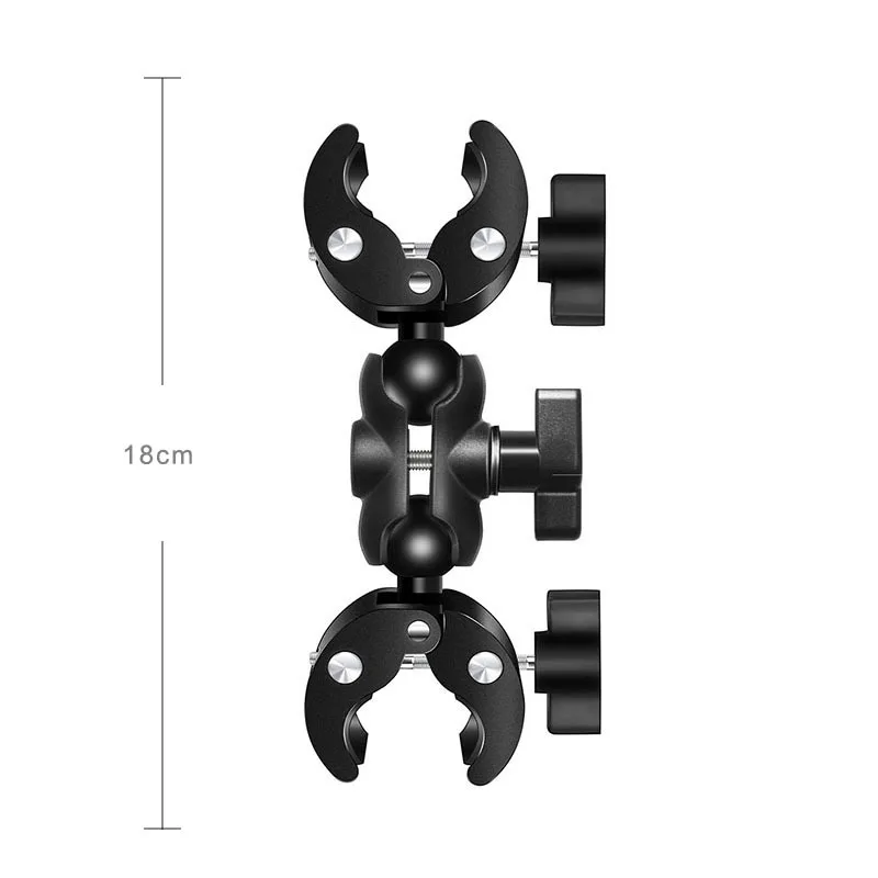 Motorcycle Bicycle Double Clip Bracket for Insta360 One X2 X3 for GoPro 12 for SJCAM Selfie Stick Monopod Mount Handlebar Stand