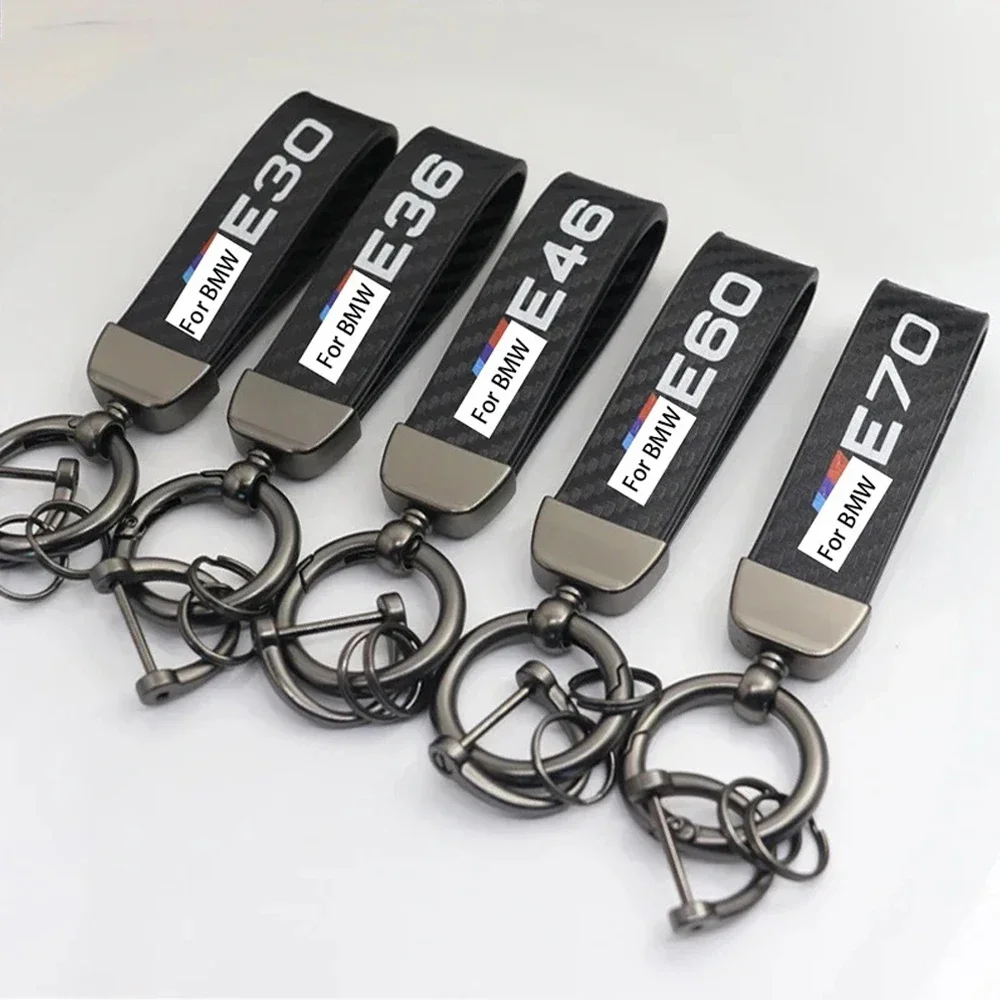 Car Carbon Fiber Style Keychain Microfiber Leather Key Chain For BMW Key Fobs For E46 E90 E39 E60 E36 E30 E70 E91 E92 E93