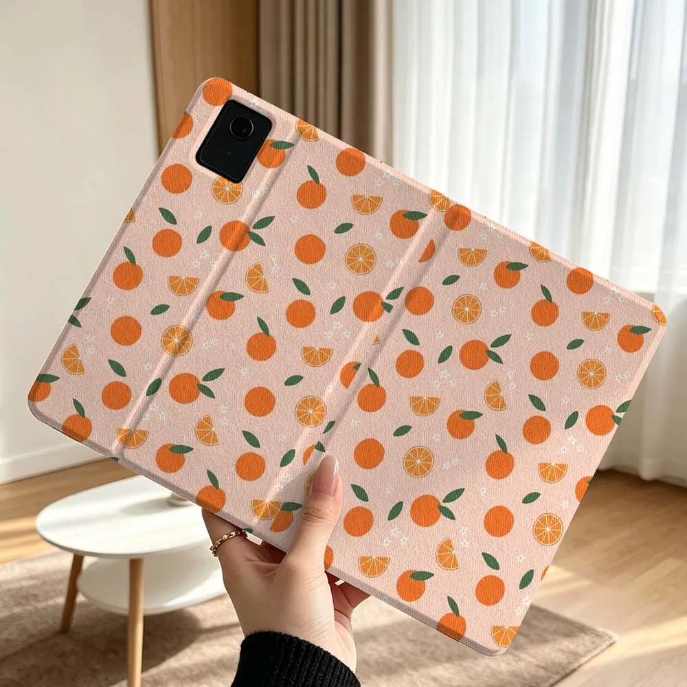 Cute Orange Pattern For Lenovo Xiaoxin Pad Pro Tab P12 P11 11 13 11.2 inch K11 Plus Pen Tray Tablet Case Soft