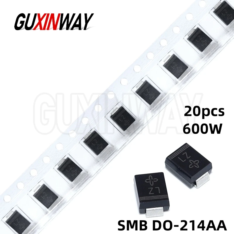 20 قطعة 600 واط SMB DO-214AA smd تلفزيونات ديود SMBJ14A SMBJ15A SMBJ16A SMBJ18A SMBJ20A SMBJ22A SMBJ24A SMBJ26A