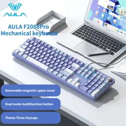 AULA F2088Pro 기계식 키보드 매크로 프로그래밍 언로딩 마그네틱 커버 키보드 전체 키, 펀칭 없음, 20 가지 램프