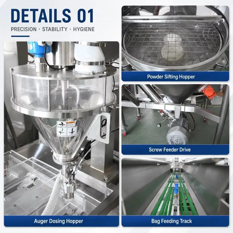High Quality Full Automatic Doypack Packing Machine Multiple Bag Types for Seasoning Milk Cocoa Powder Wheat Flour