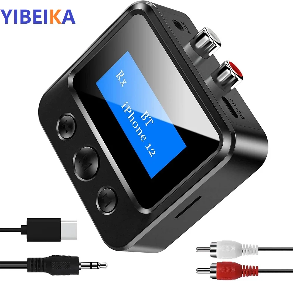 New LCD Display Bluetooth 5.0 Audio Transmitter Receiver For Car PC TV RCA 3.5mm AUX Dongle Stereo Wireless Adapter