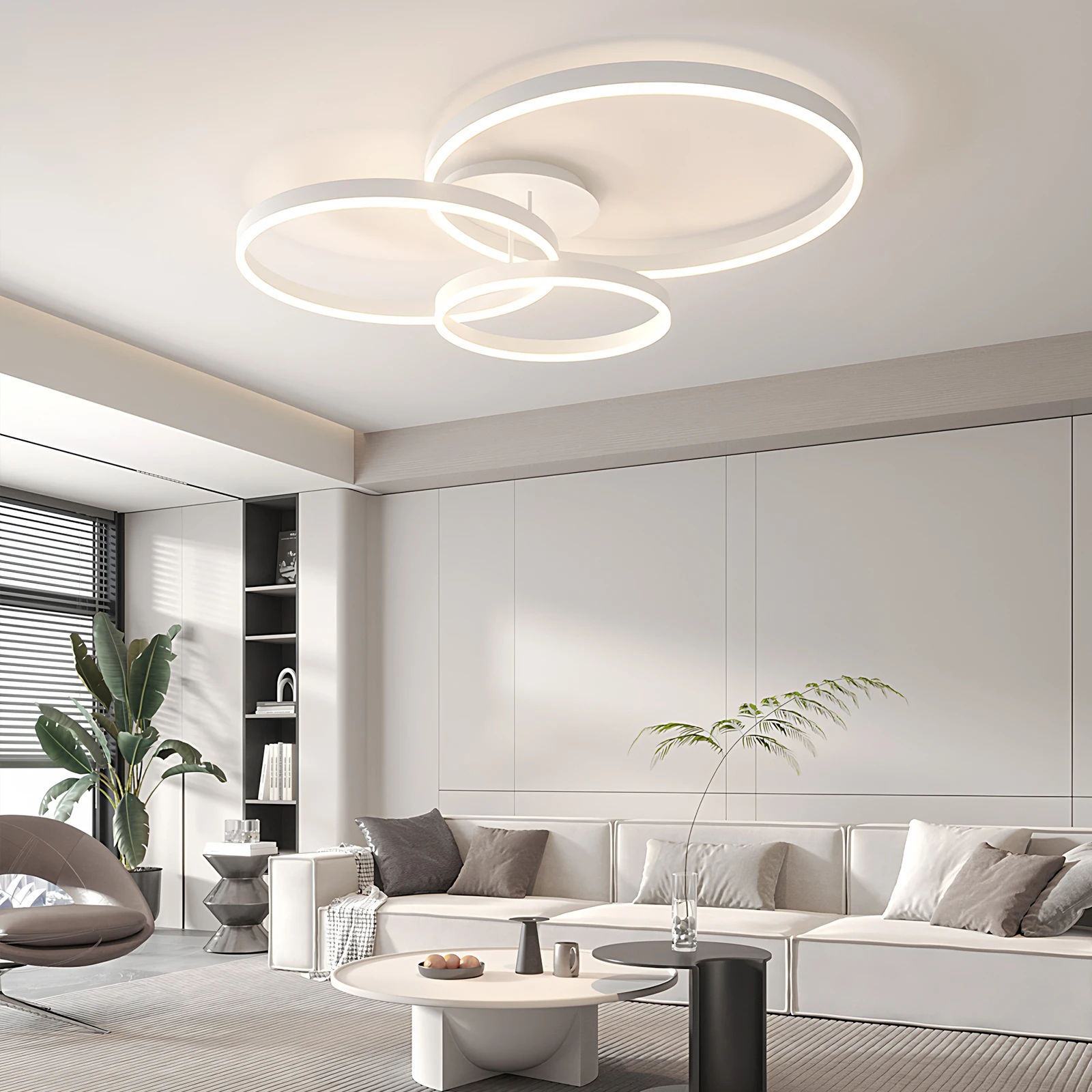 Flush Mount Ceiling Lamp Modern Round Design Ceiling Lights Kids Room Bedroom White Circle Rings Lighting Fixtures Luminaire