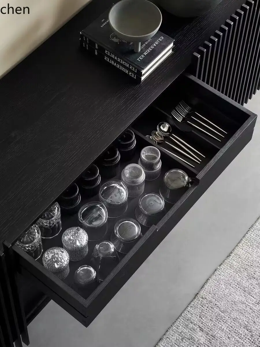 a4 Solid Wood Sideboard Three-Layer Storage Cabinet High-End Floor Cabinet