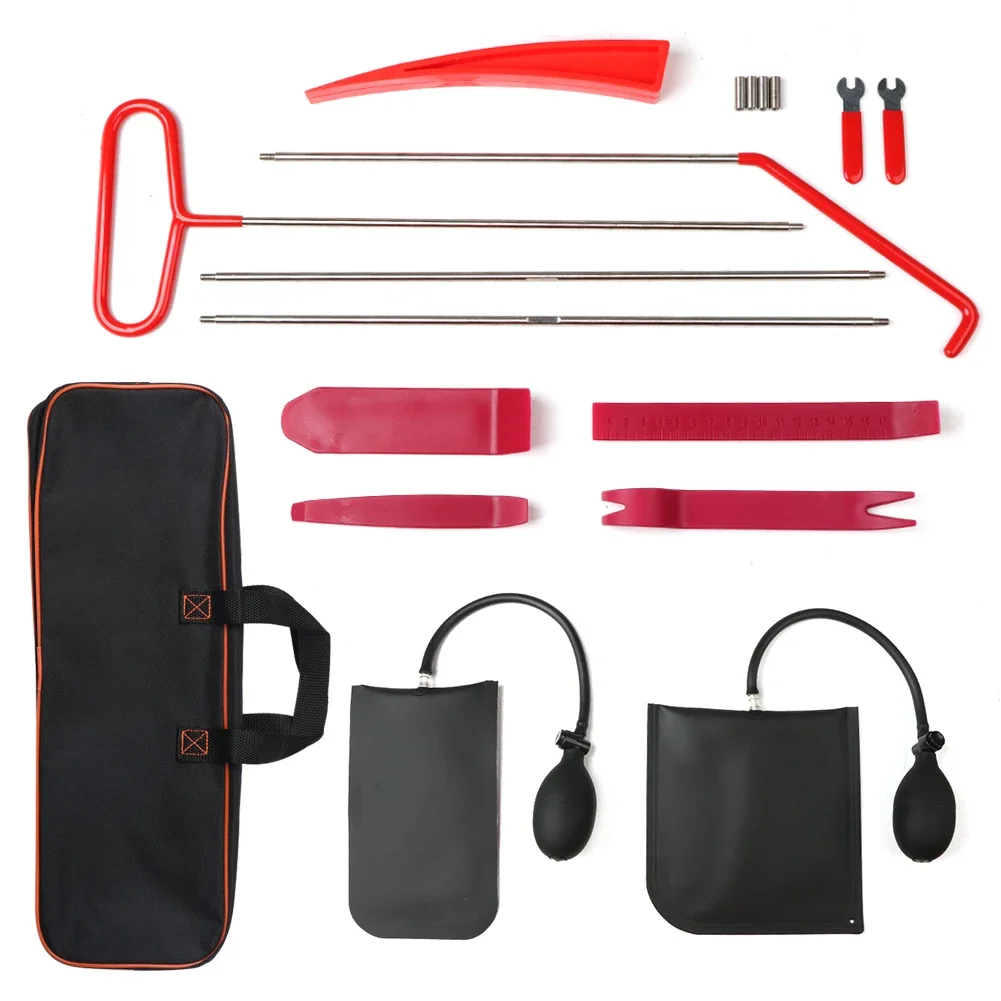 

18PCS Car Door Tool Kit Inflatable Air Pump Auto Window Door Open Fixing Gripper Tools Long Reach Kits with Carrying Bag