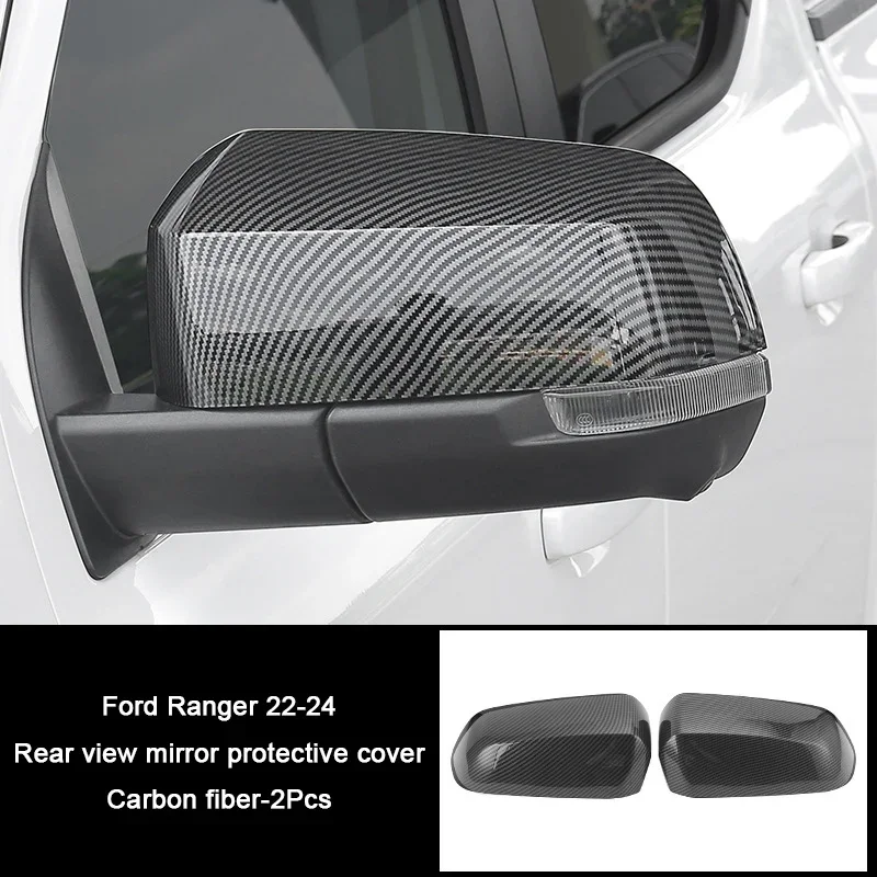 2Pcs Carbon Fiber Car Rear Mirriors Cover Protective Shell Cover For Ford Ranger 2022 2023 2024 2025 Auto Exteriors Accessories