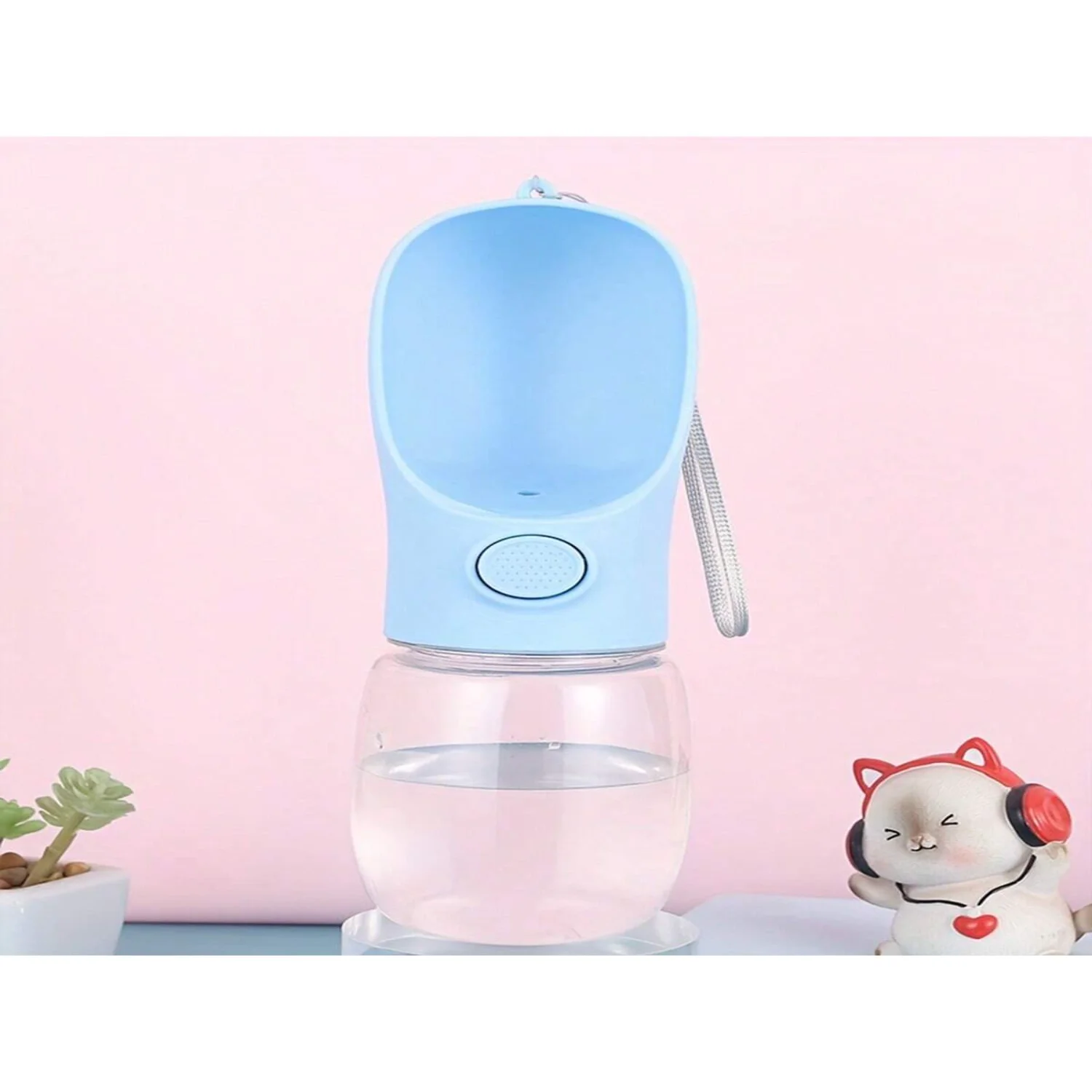 1pc Portable Pet Water Bottle With Anti-Leak Bowl, Blue